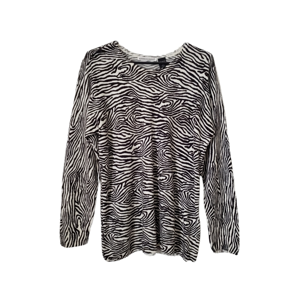 Reference Point Vintage Zebra Print Long Sleeve Top Size M